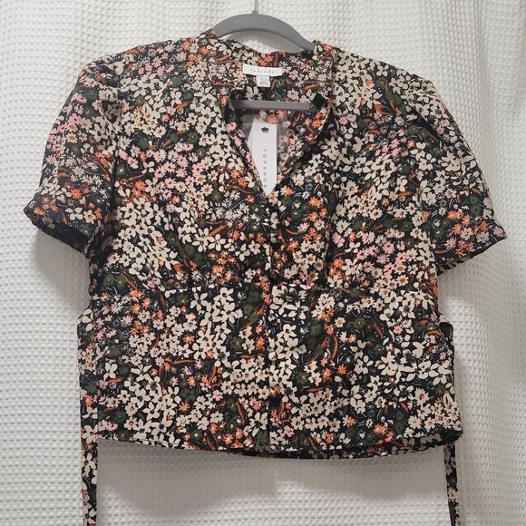 Topshop Tops - TOPSHOP floral, short sleeve blouse
